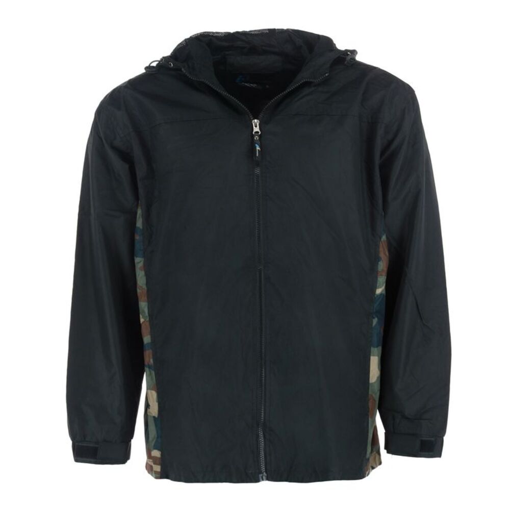 I5 Apparel Men's Hooded Windbreaker Rain Jacket with Camo Side Panel